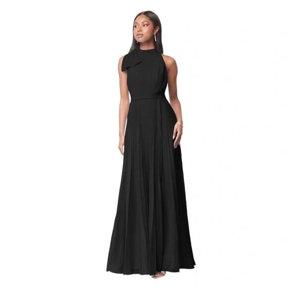 AZAZIE CAILYN Long Black Flowy Pleated Chiffon Dress Size 2 - Picture 1 of 16